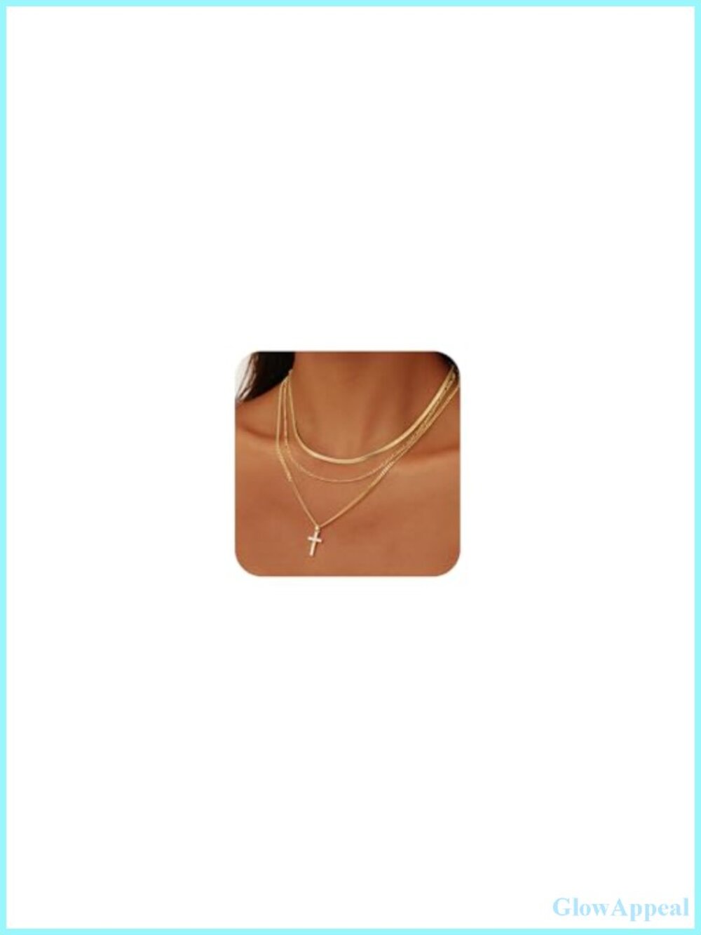14K Gold Plated Cross Pendant Necklace Set Layered Dainty Choker Cubic Zirconia